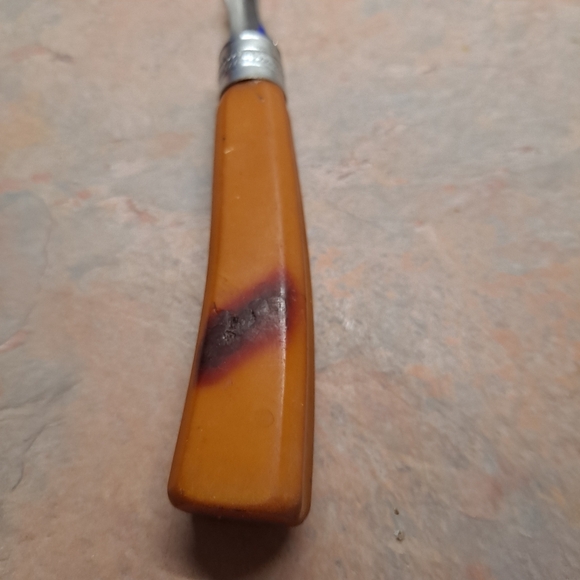 Carving Fork Butterscotch Bakelite Handle 10in c1950s Unsigned Vintage - Picture 7 of 9